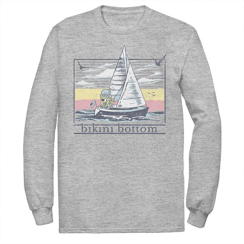 Mens SpongBob SquarePants Sail Ship Poster Tee Athletic Grey Product Image