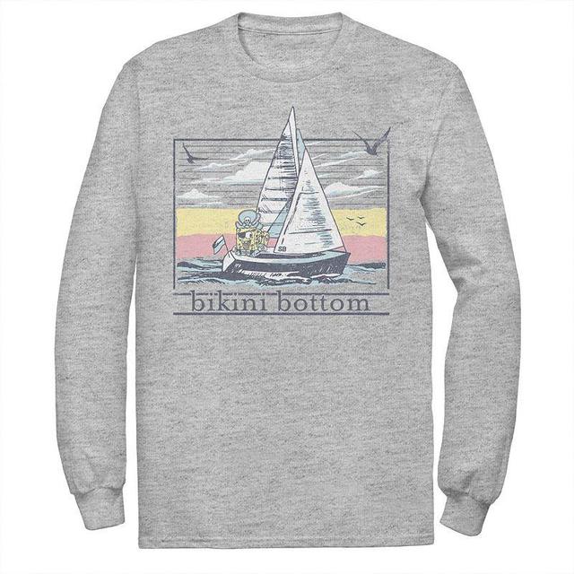 Mens SpongBob SquarePants Sail Ship Poster Tee Athletic Grey Product Image