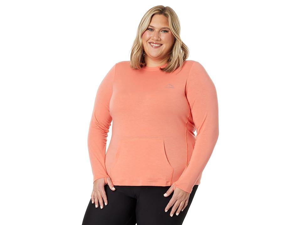 L.L.Bean Plus Size Tropicwear Comfort Crew Long Sleeve (Wild Salmon) Women's Clothing Product Image