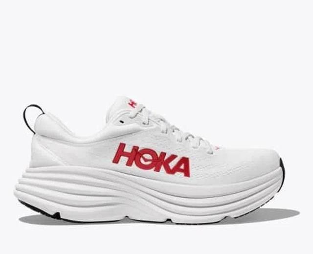 HOKA Mens  Bondi 8 In White/vermillion Product Image