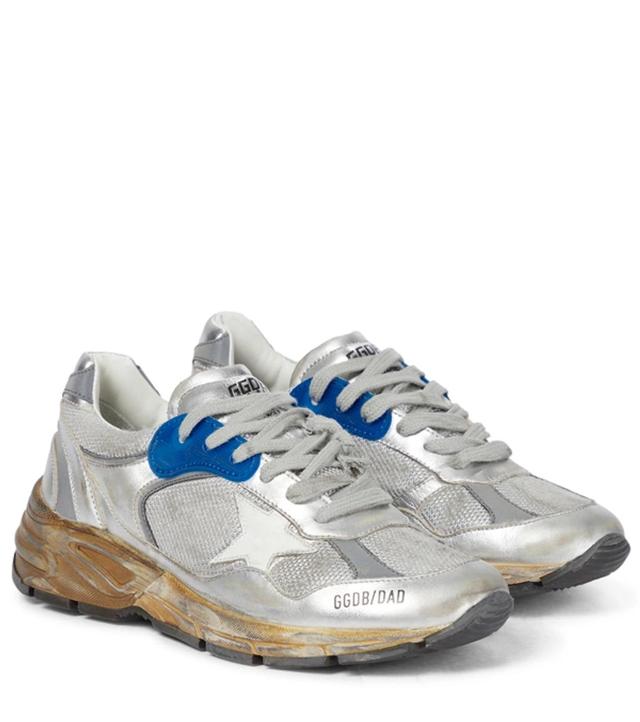 Running Sole Distressed-effect Sneakers In Silver/white Product Image