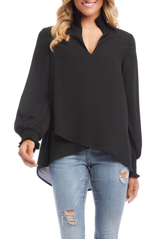 Karen Kane Smock Collar Crossover Hem Blouse Product Image