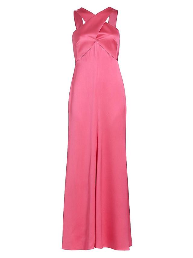 Womens Cross Front Silk Satin Gown Product Image