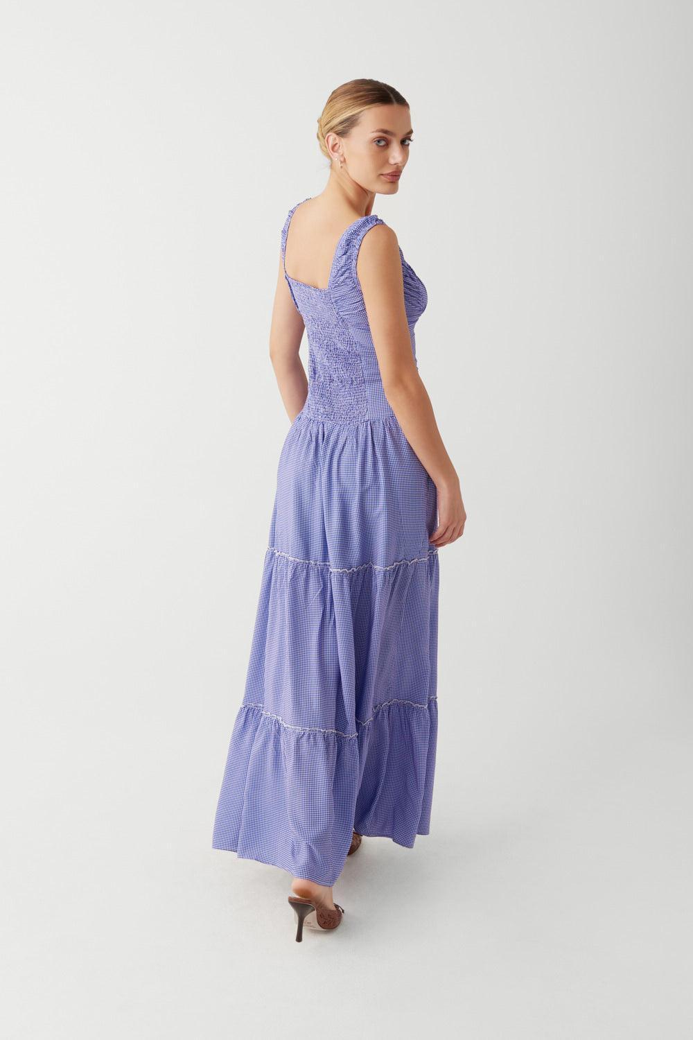 Christabelle Ruffle Maxi Dress - Sailor Gingham Product Image