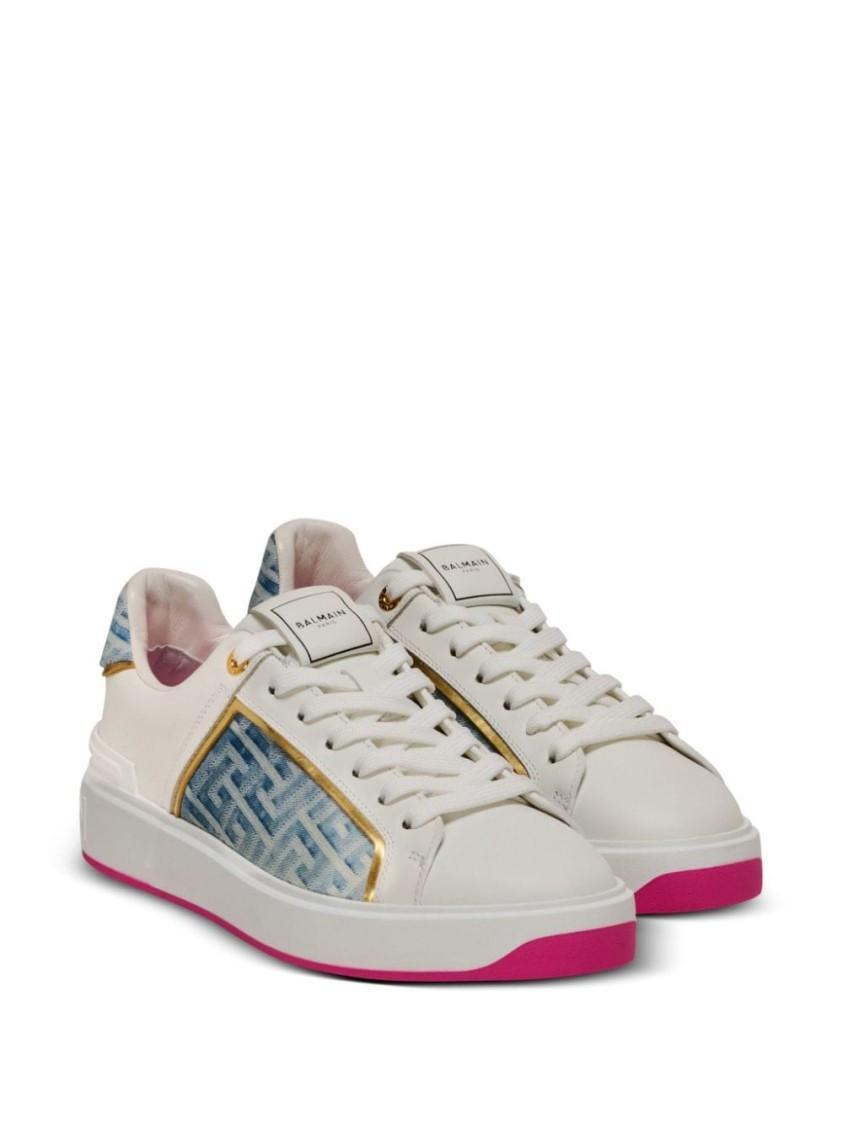 B-court Panelled Leather Sneakers In White Product Image