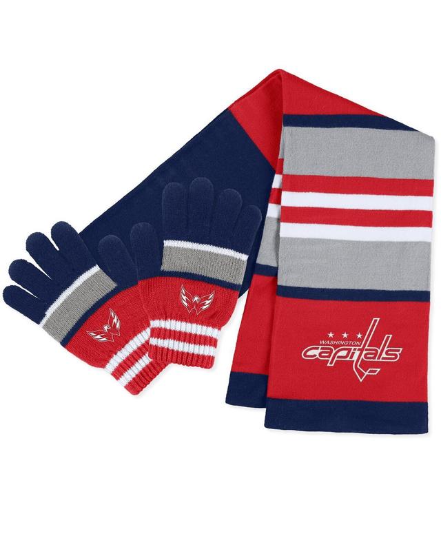 Womens Wear by Erin Andrews Washington Capitals Stripe Glove and Scarf Set Product Image