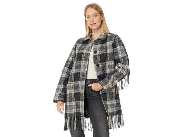 Pendleton Jolene Wool Fringe Jacket (Charcoal Mix Plaid) Women's Jacket Product Image