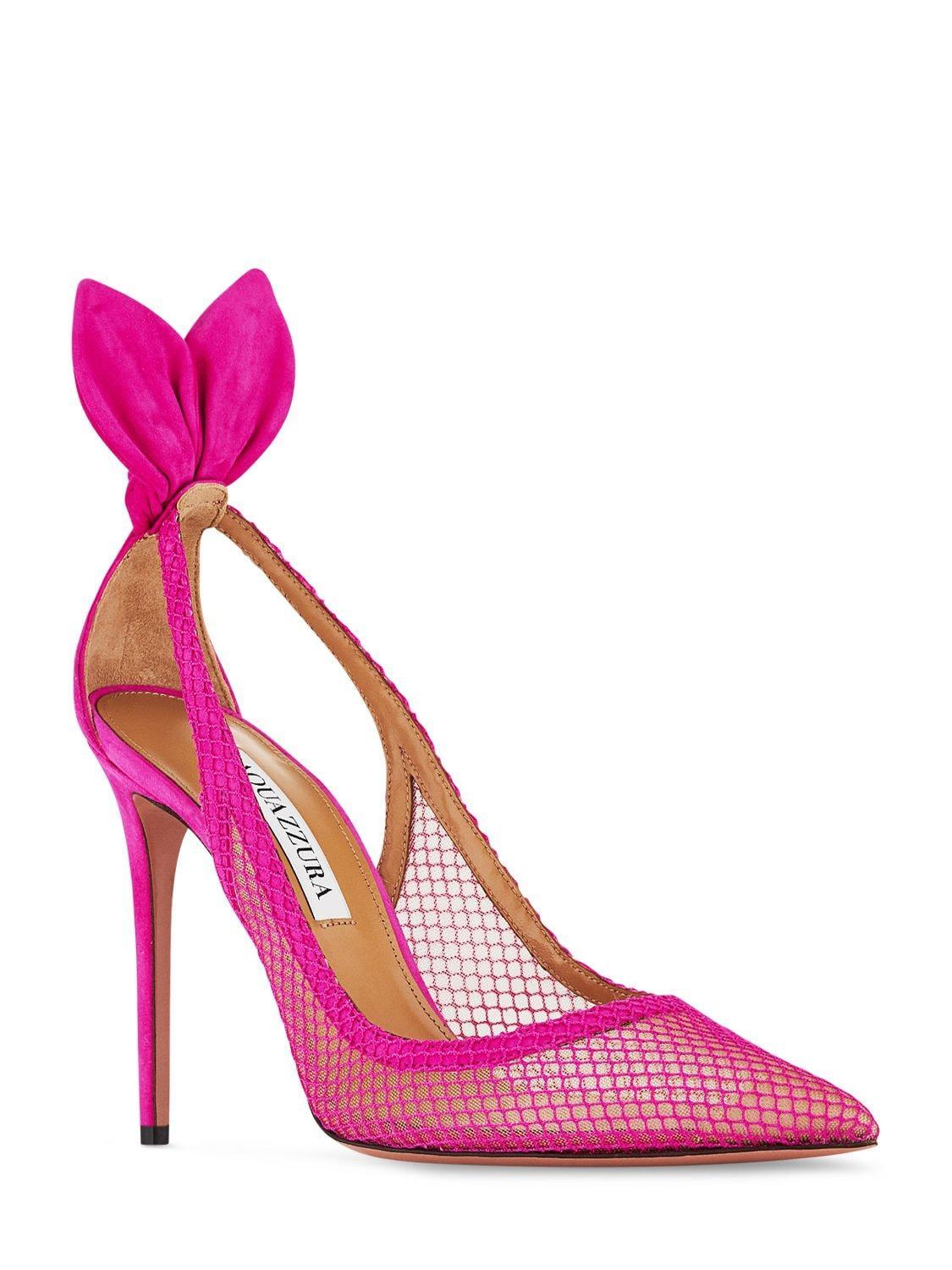 100mm Bow Tie Mesh Pumps In Pink Product Image