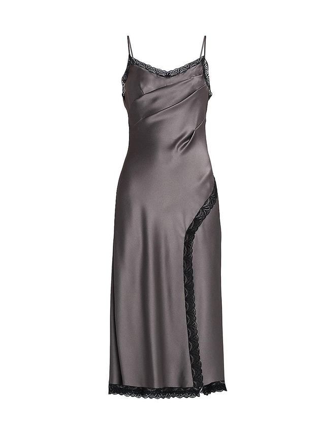 Womens Lace-Trim Satin Dress Product Image