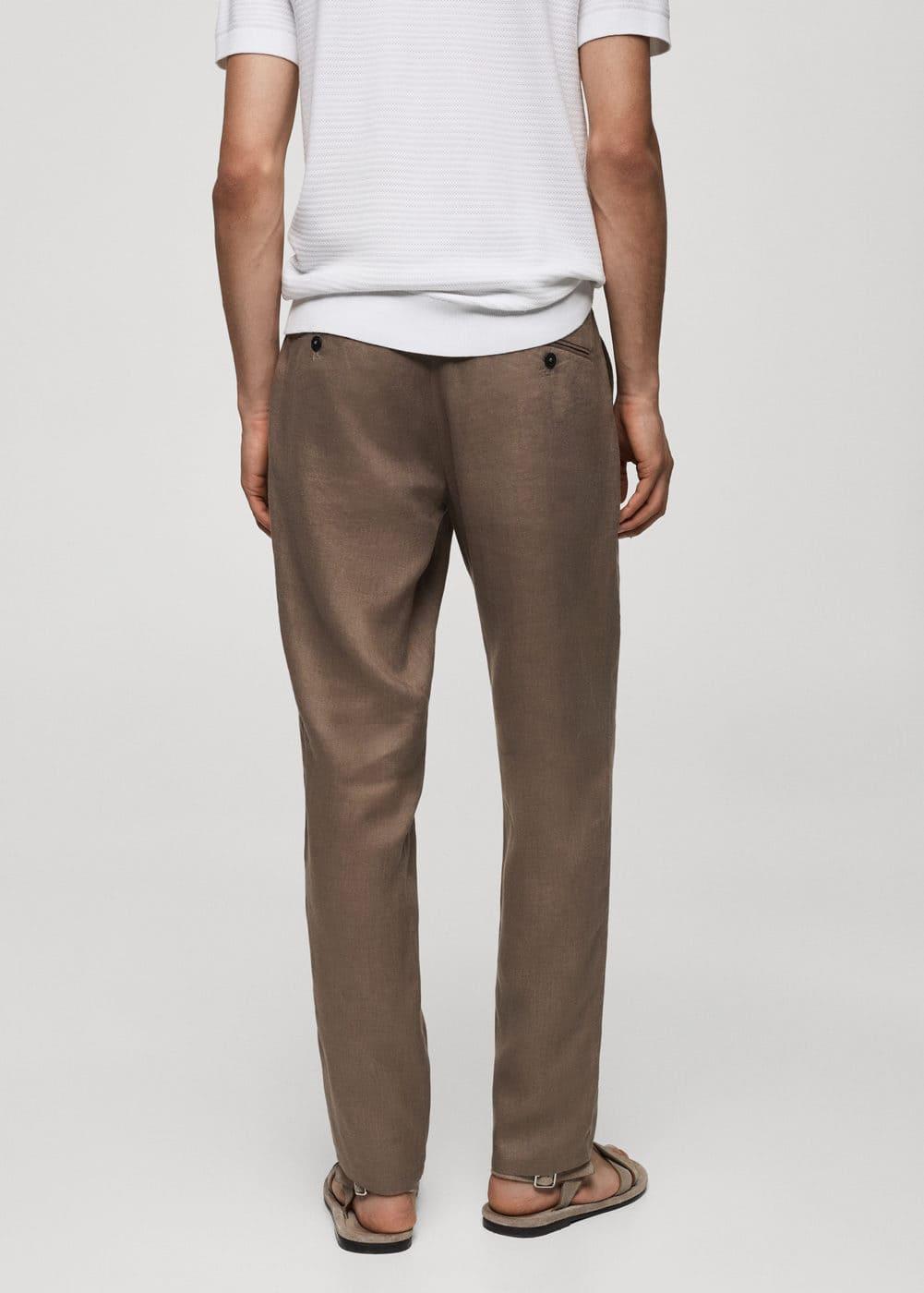 MANGO MAN - Slim-fit 100% linen pants medium brownMen Product Image