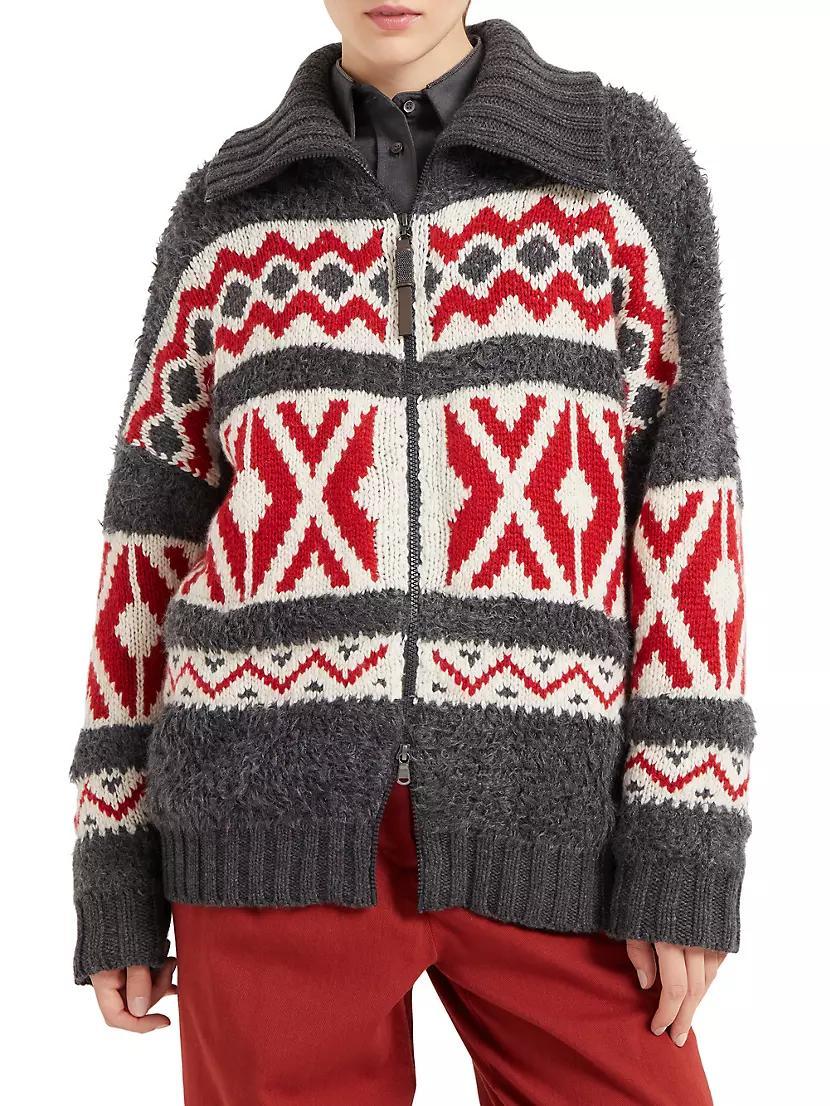 Cashmere Retro Jacquard Cardigan Product Image