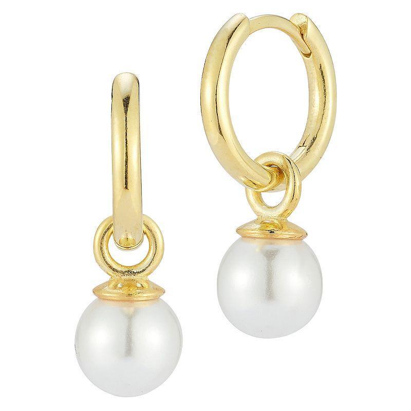 Sunkissed Sterling Freshwater Cultured Pearl Huggie Hoop Earrings, Womens, Gold Tone Product Image