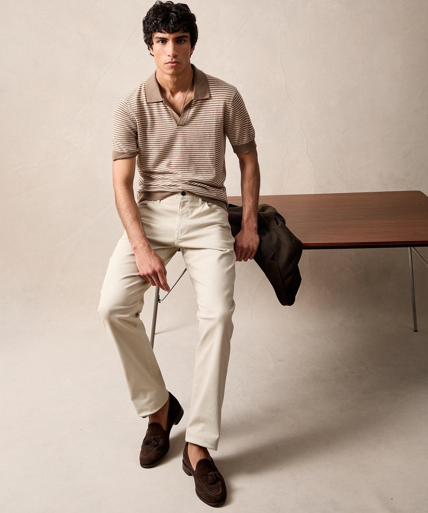 Premium Cashmere Montauk Polo in Dark Wheat Product Image