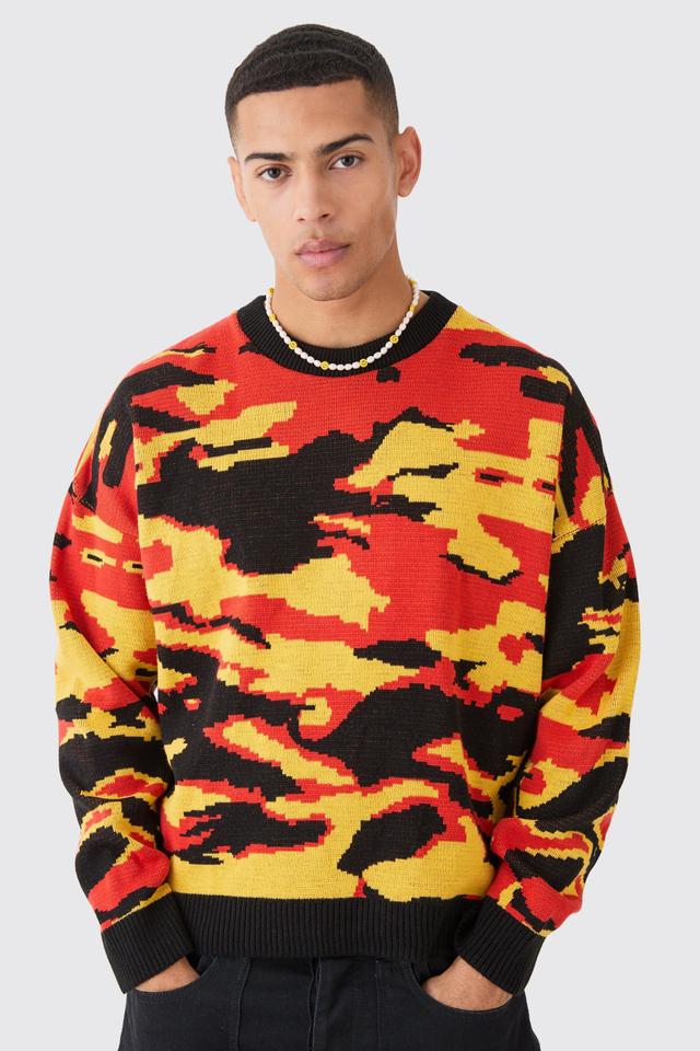 Oversized Boxy Drop Shoulder Abstract Jumper | boohooMAN USA Product Image