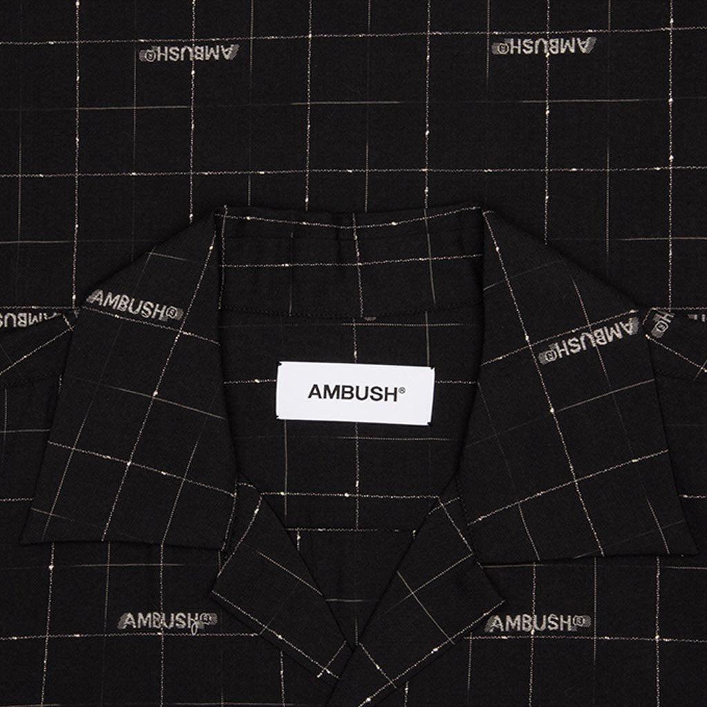 Logo Open Collar Shirt - Black Male Product Image