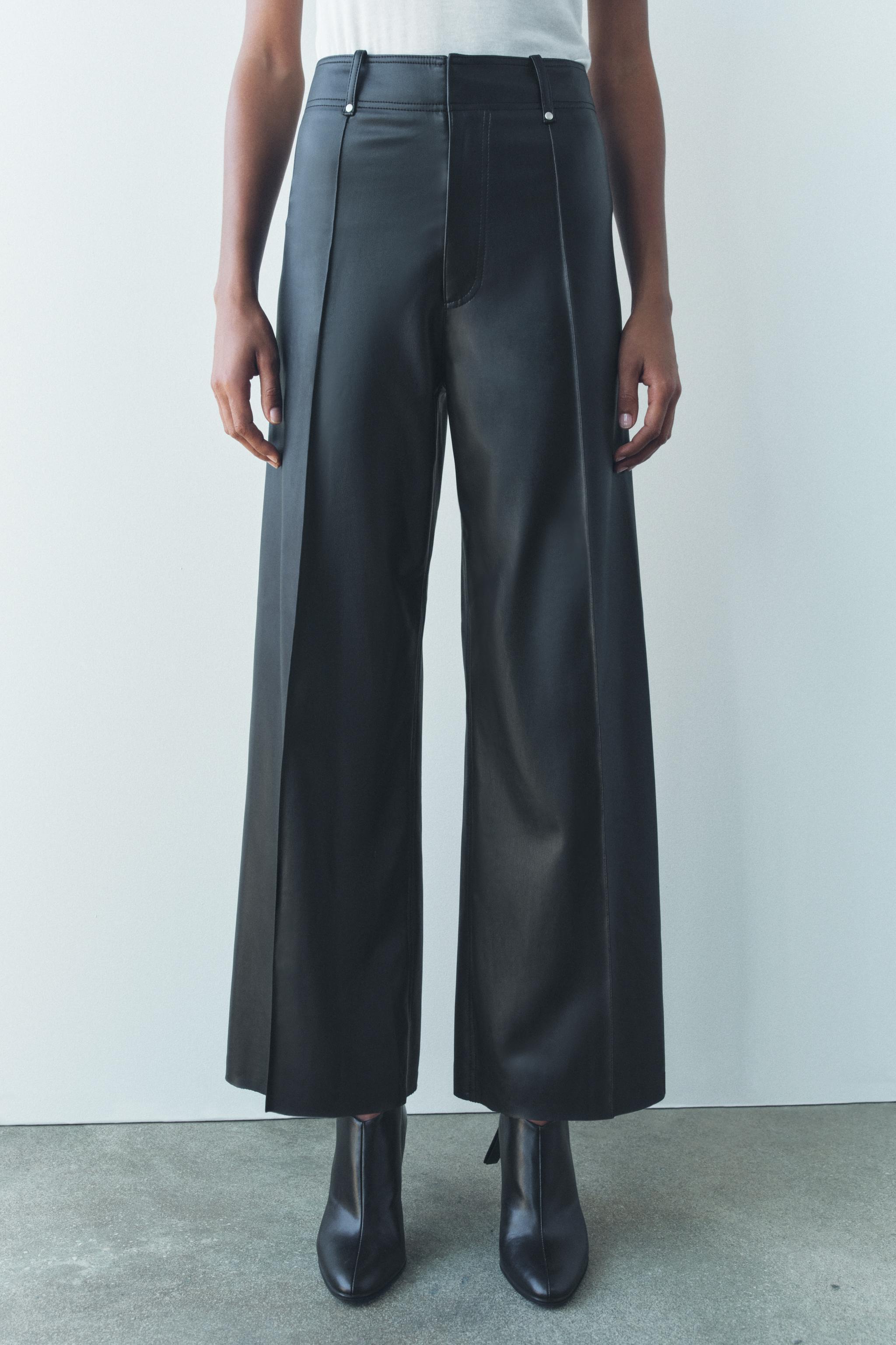 FAUX LEATHER WIDE LEG PANTS ZW COLLECTION Product Image