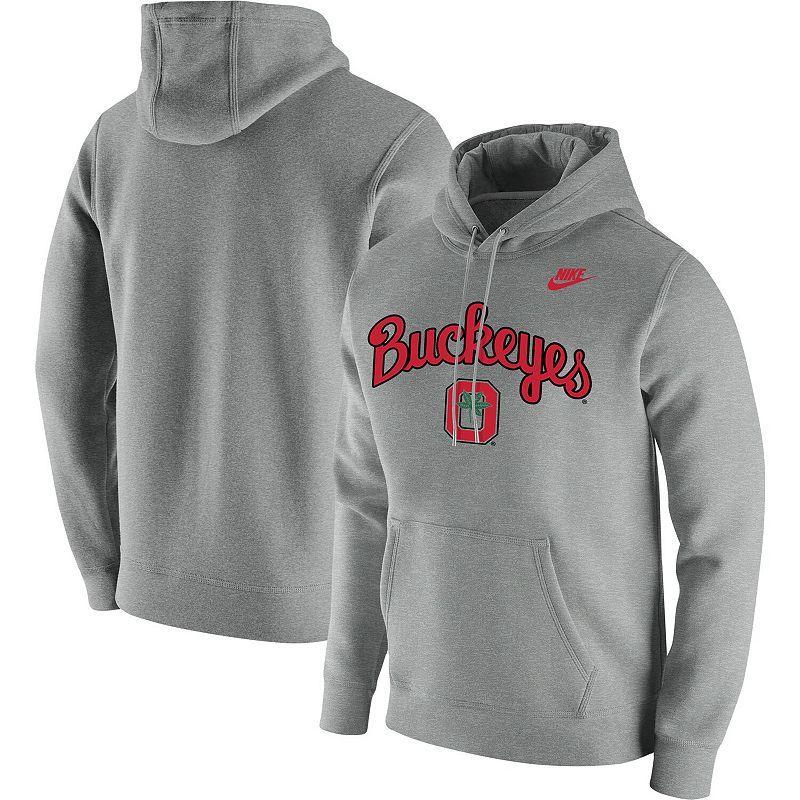 Mens Nike Heathered Gray Ohio State Buckeyes Script Vintage School Logo Pullover Hoodie Grey Product Image