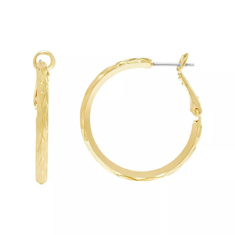 Emberly Diamond Cut Hoop Earrings, Womens, Yellow Product Image