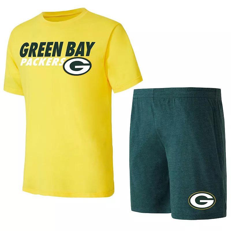 Mens Concepts Sport /Gold Bay Packers Meter T-Shirt & Shorts Sleep Set Product Image