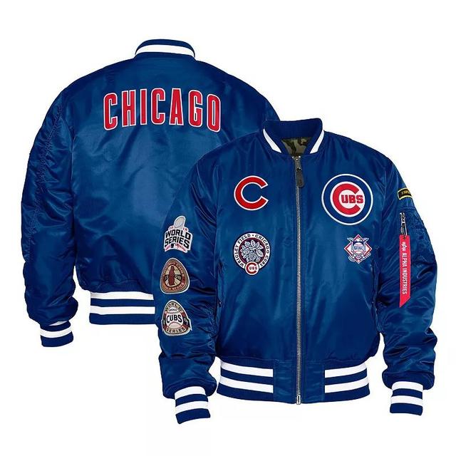 Mens New Era x Alpha Industries Royal Chicago Cubs Reversible Full-Zip Bomber Jacket Product Image