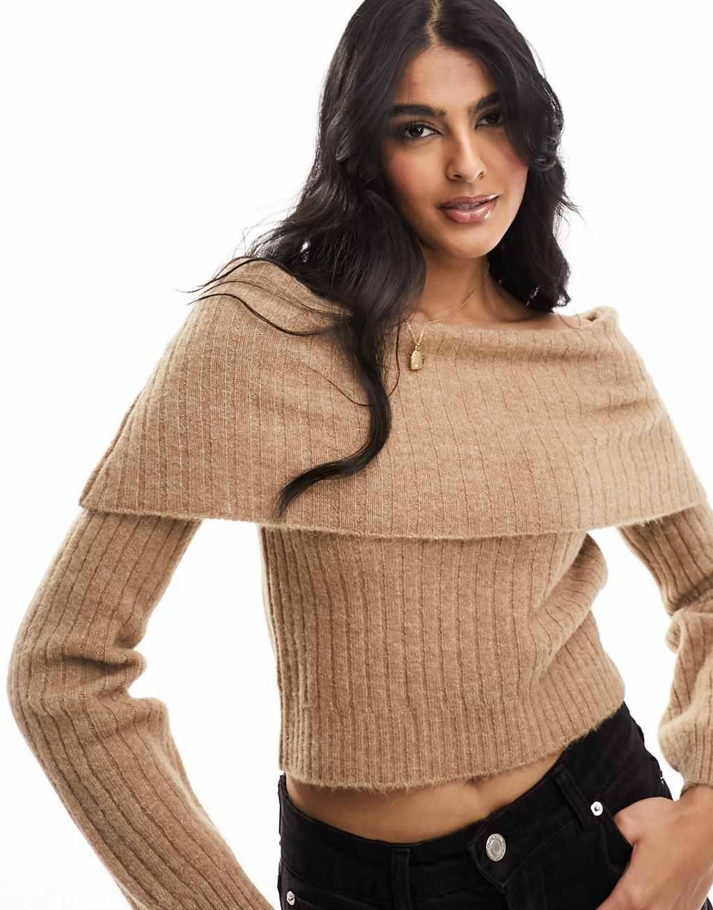 ASOS DESIGN oversized slouch off shoulder sweater Product Image