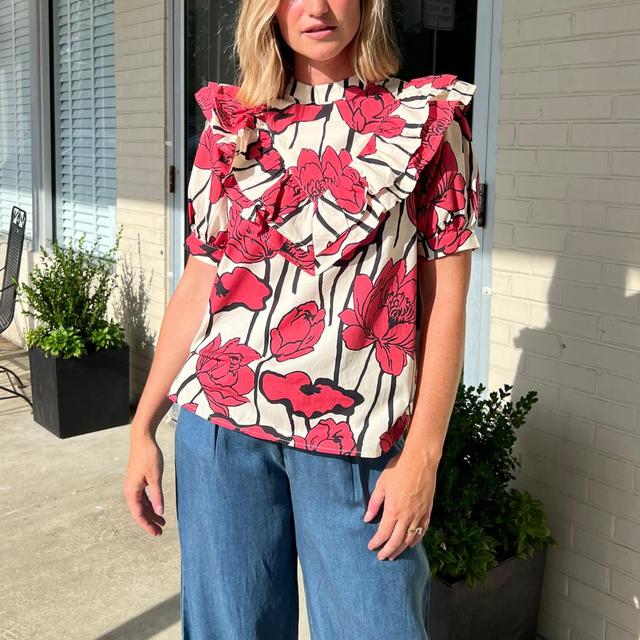 On The Vine Floral Ruffle Top Product Image