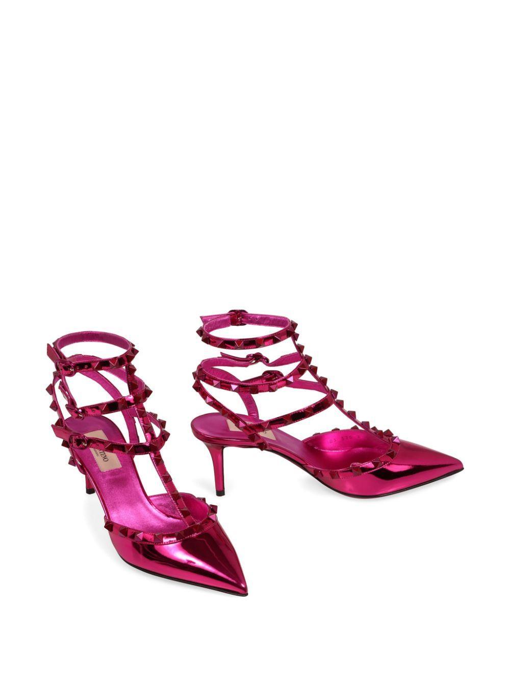 VALENTINO GARAVANI Leather Rockstud Sandals 65 In Pink Product Image