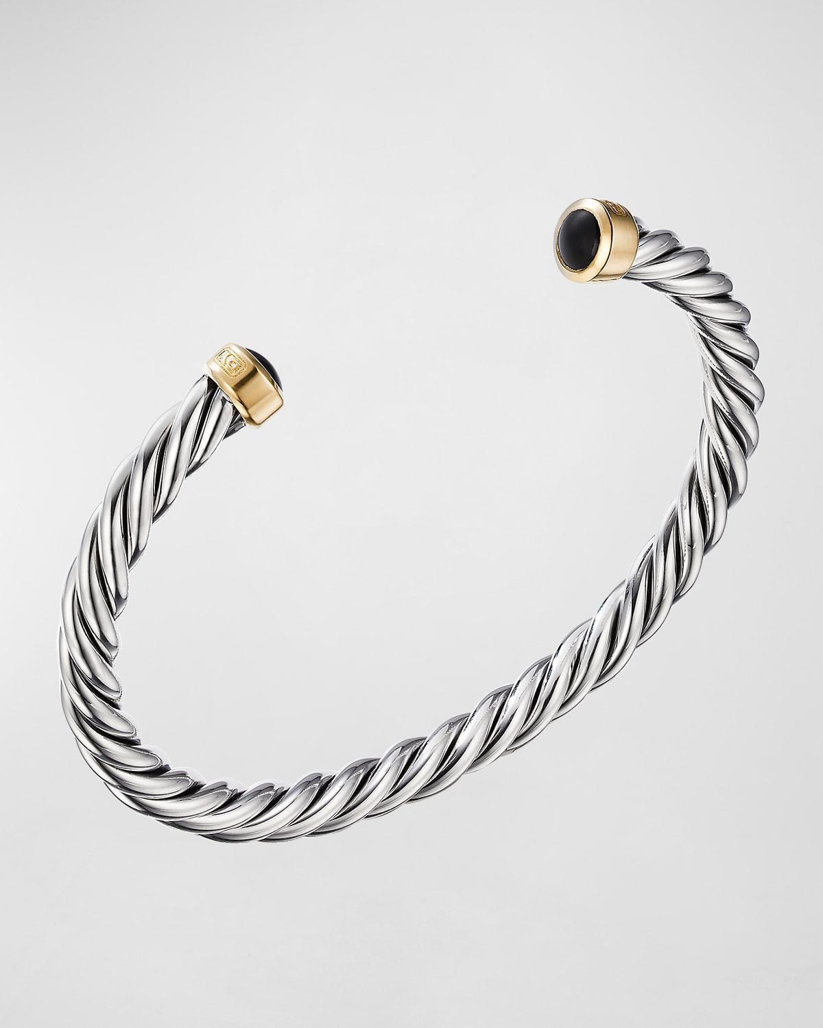 Mens Cable Cuff Bracelet in Silver with 18K Gold, 6mm Product Image