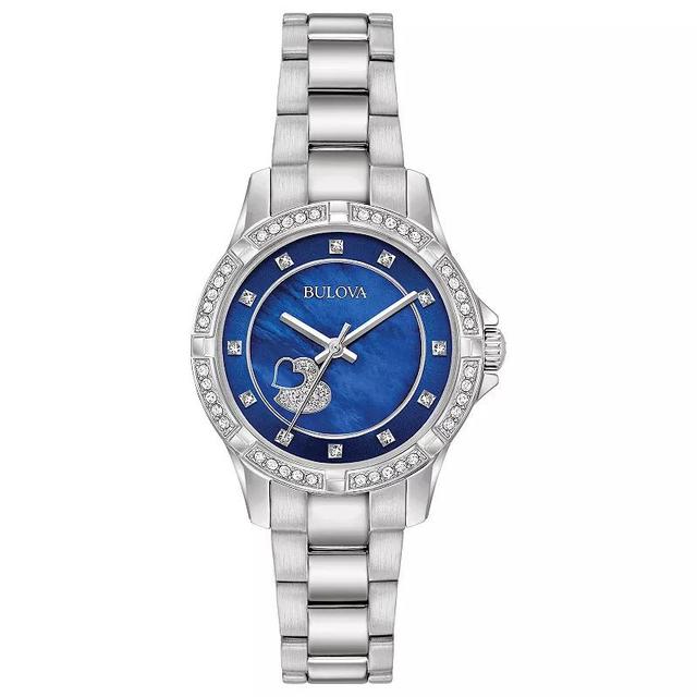 Bulova Womens Stainless Steel Crystal Accent Blue Mother Of Pearl Dial Bracelet Watch - 96L238 Silver Product Image