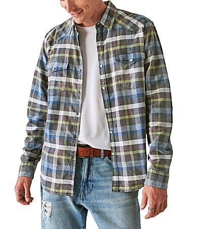 Lucky Brand Plaid Cotton Western Snap-Up Shirt Product Image