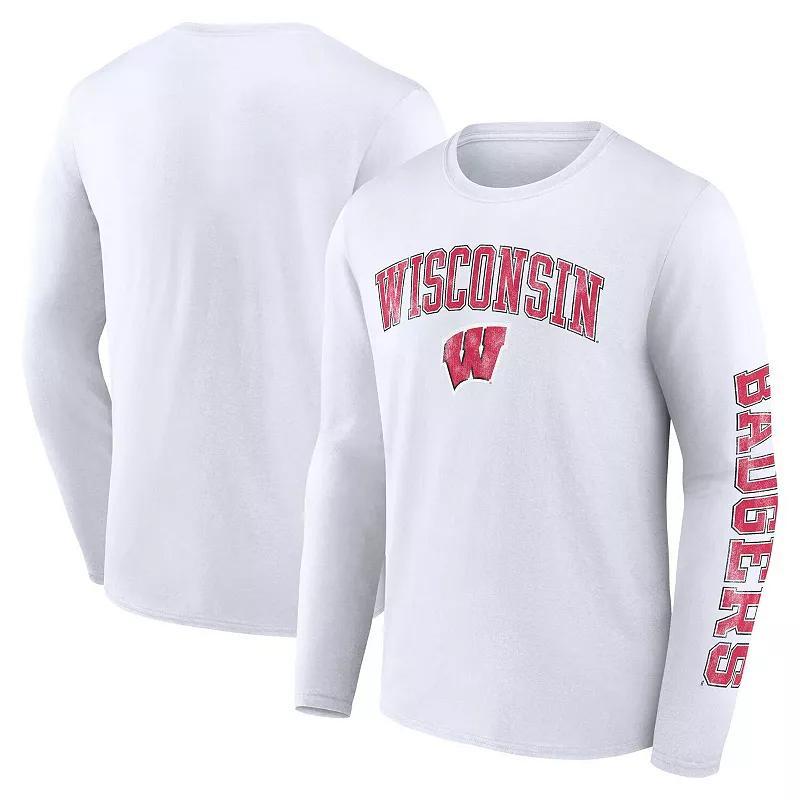 Mens Fanatics Branded Wisconsin Badgers Distressed Arch Over Logo Long Sleeve T-Shirt Product Image