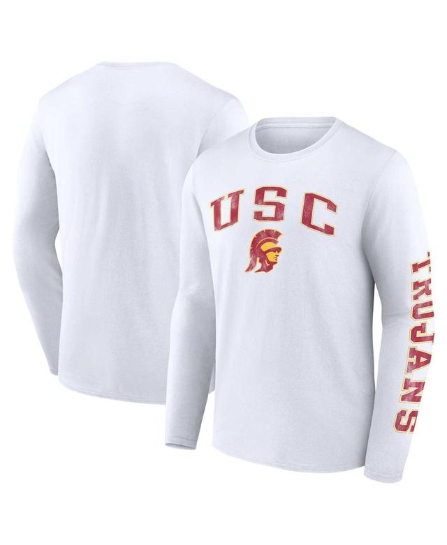 Mens Fanatics White Usc Trojans Distressed Arch Over Logo Long Sleeve T-shirt Product Image