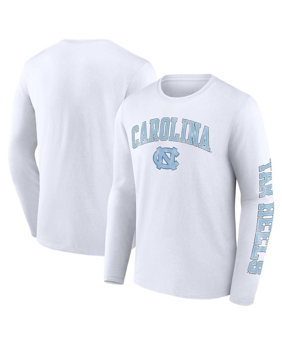 Mens Fanatics White North Carolina Tar Heels Distressed Arch Over Logo Long Sleeve T-shirt Product Image