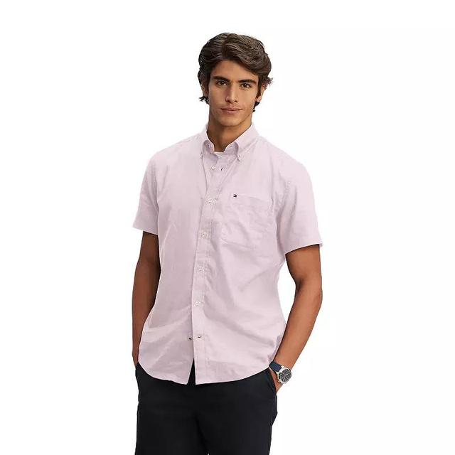 Mens Tommy Hilfiger Cotton Linen Custom Fit Shirt Beige Toast Product Image