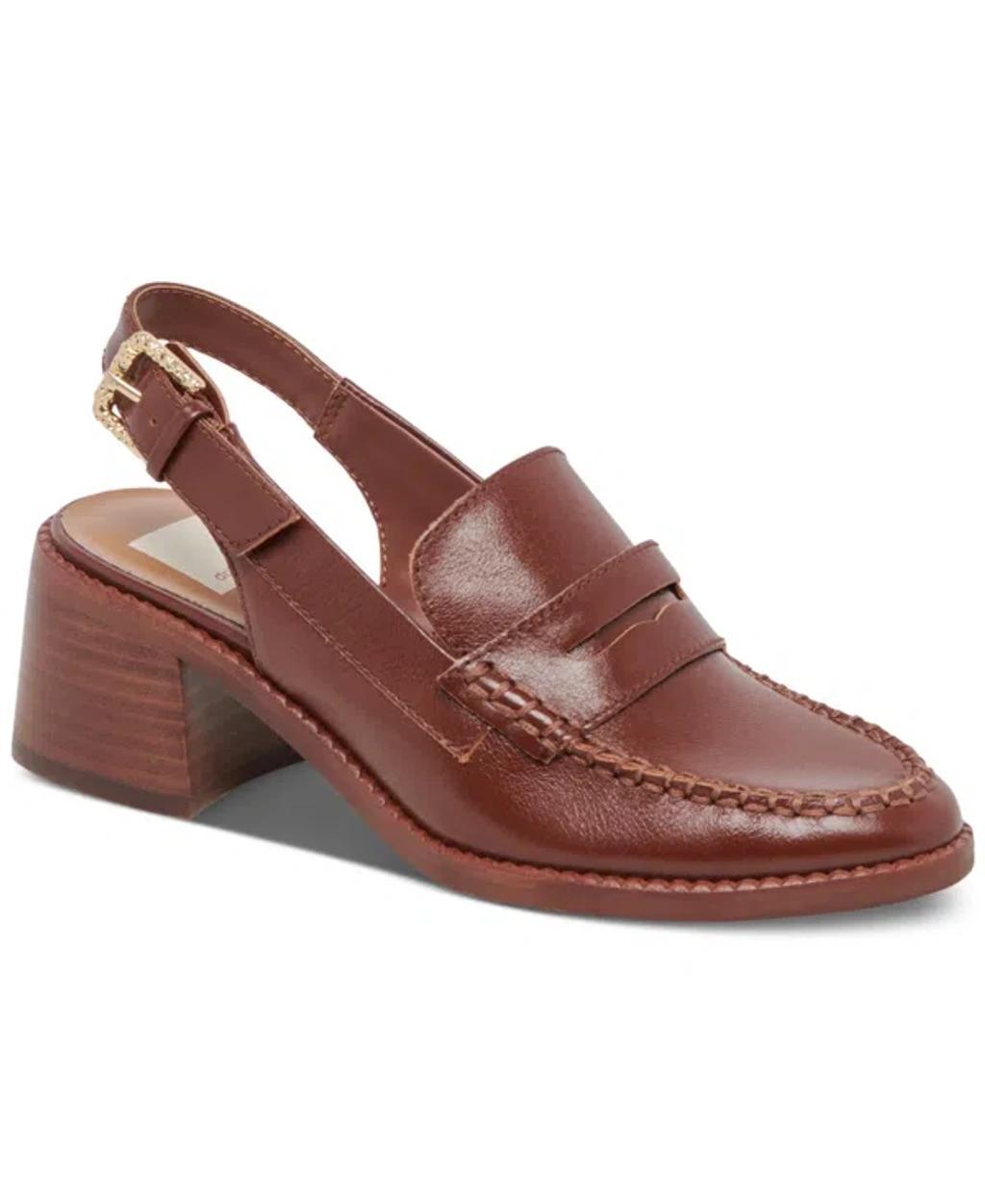 Women's Hardi Block-heel Slingback Loafer Pumps In Brown Crinkle Patent product image