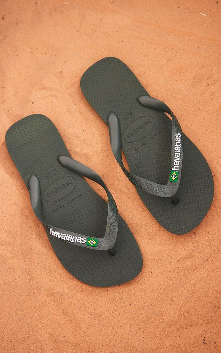 Green Havaianas Brasil Logo Top Classic Flip Flops Product Image