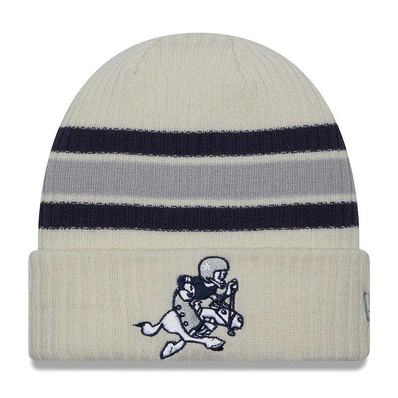 Mens New Era Cream Dallas Cowboys Vintage Cuffed Knit Hat Product Image