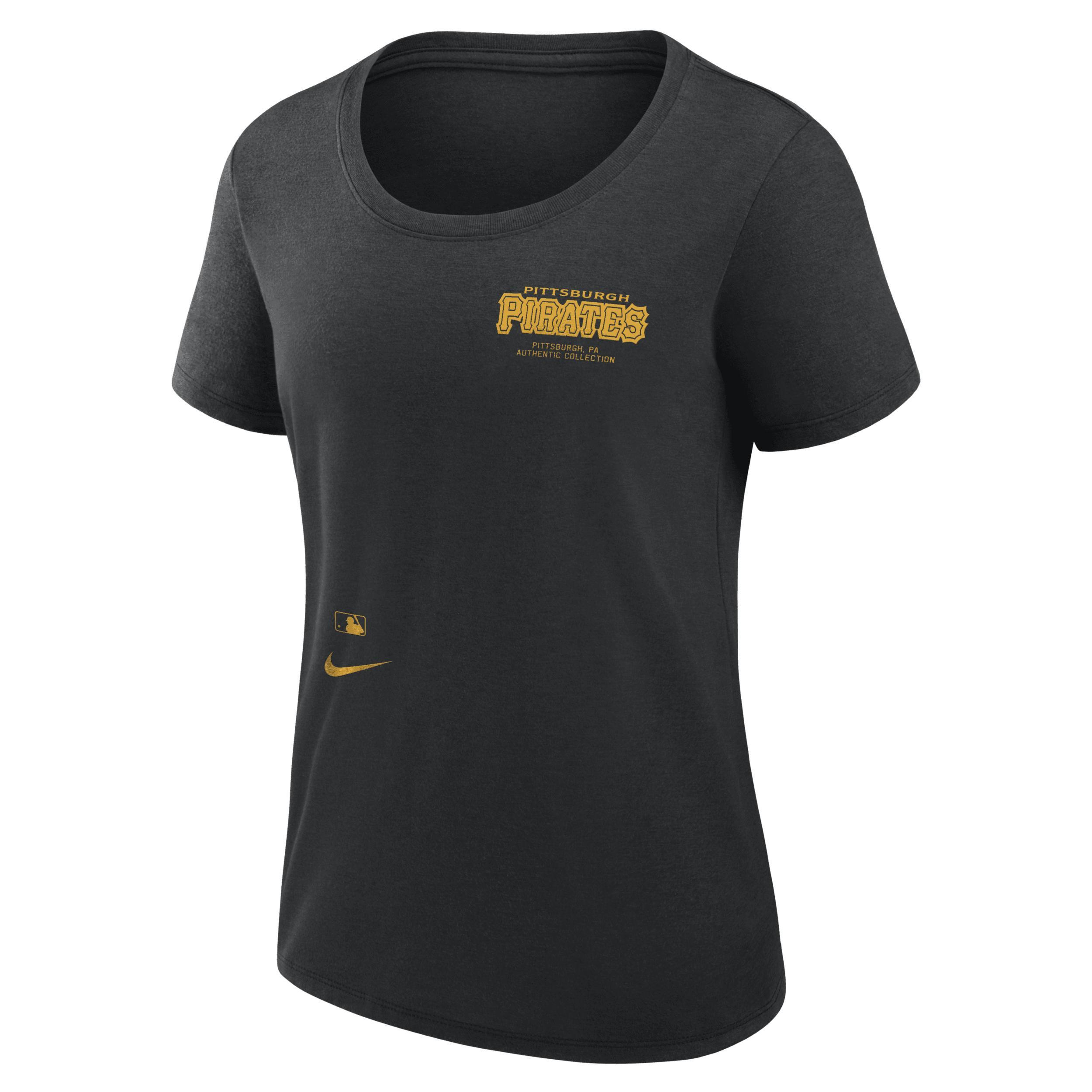 Womens Nike Black Pittsburgh Pirates Authentic Collection Performance Scoop Neck T-Shirt Product Image