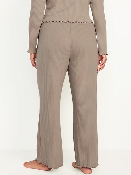 High-Waisted Ribbed Pajama Pants Product Image