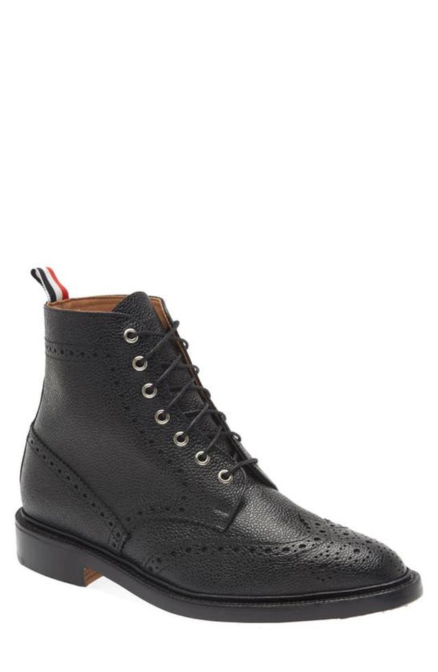 Black Classic Wingtip Boots In 001 Black Product Image