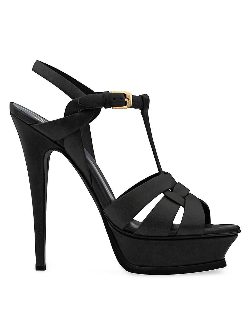 Saint Laurent Tribute Platform Sandals in Smooth Leather Product Image