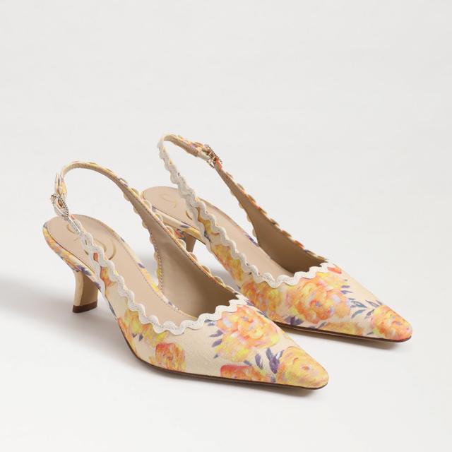 Sam Edelman Bianka Slingback Floral Print Rick-Rack Trim Pointed Toe Pumps Product Image