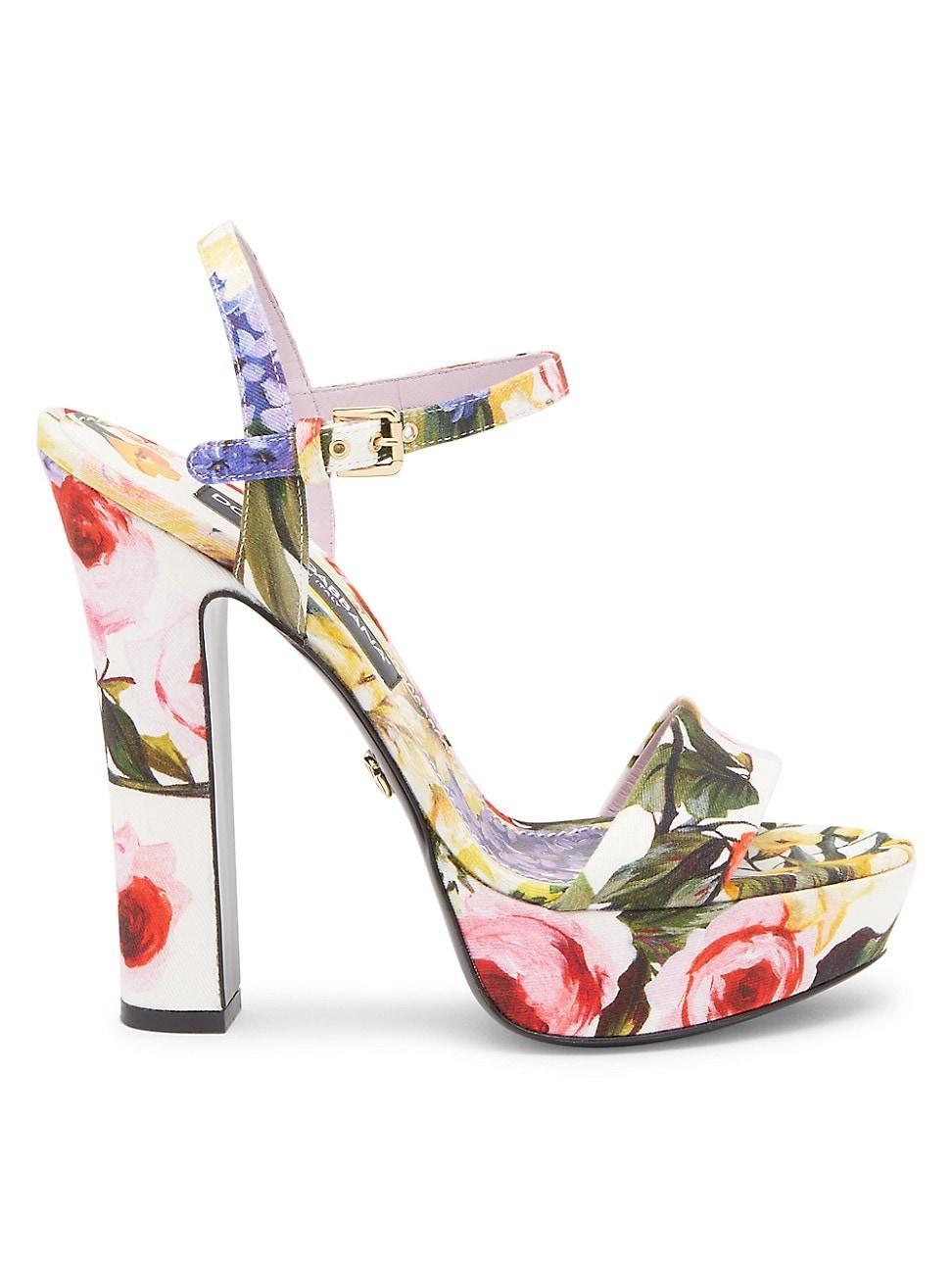 Womens Floral Cotton Platform Sandals Product Image