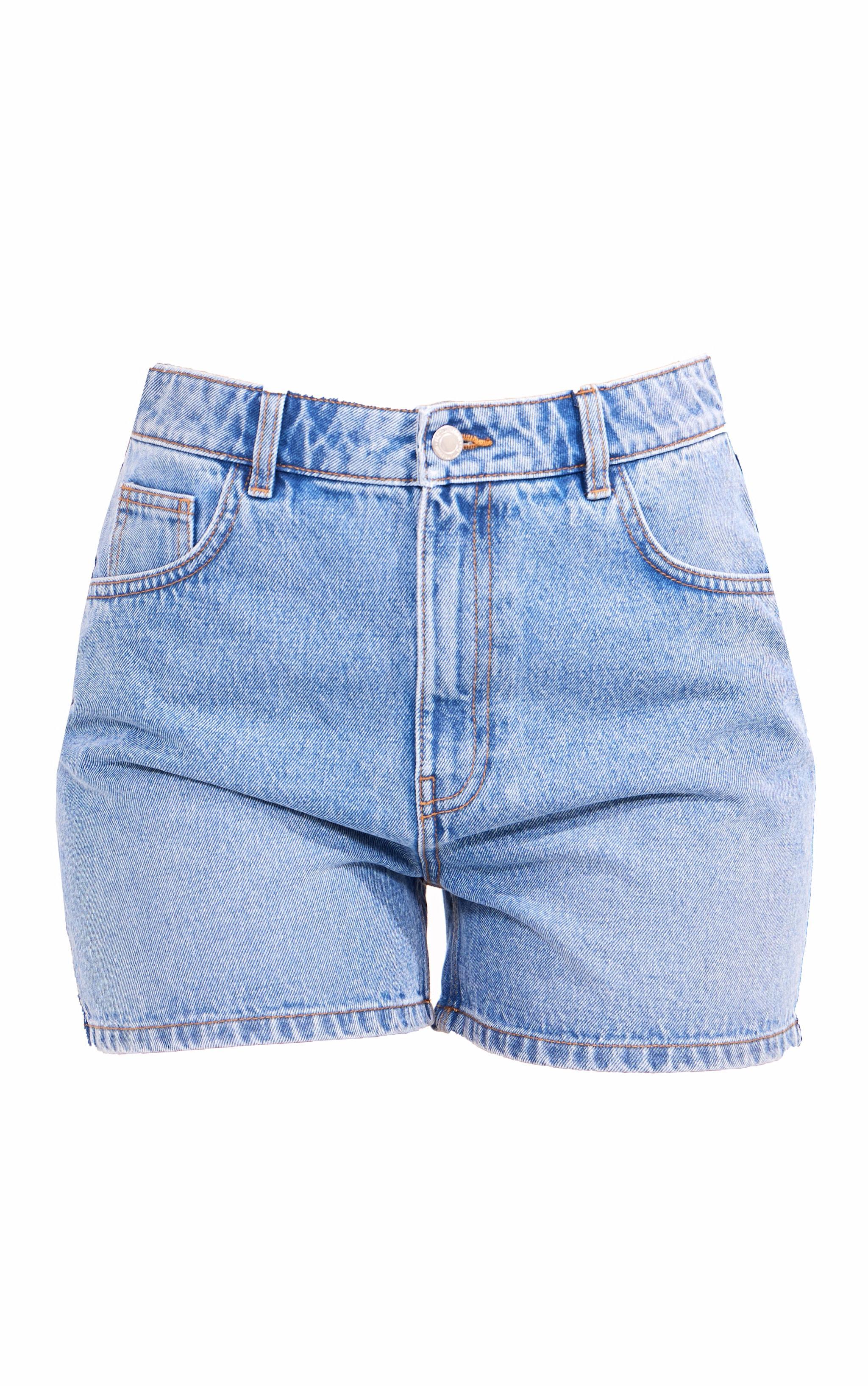 PRETTYLITTLETHING Tall Vintage Mid Wash Mom Denim Shorts Product Image