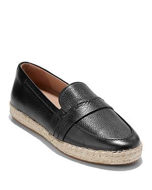 Cole Haan Womens Montauk Almond Toe Black Espadrille Loafers Product Image