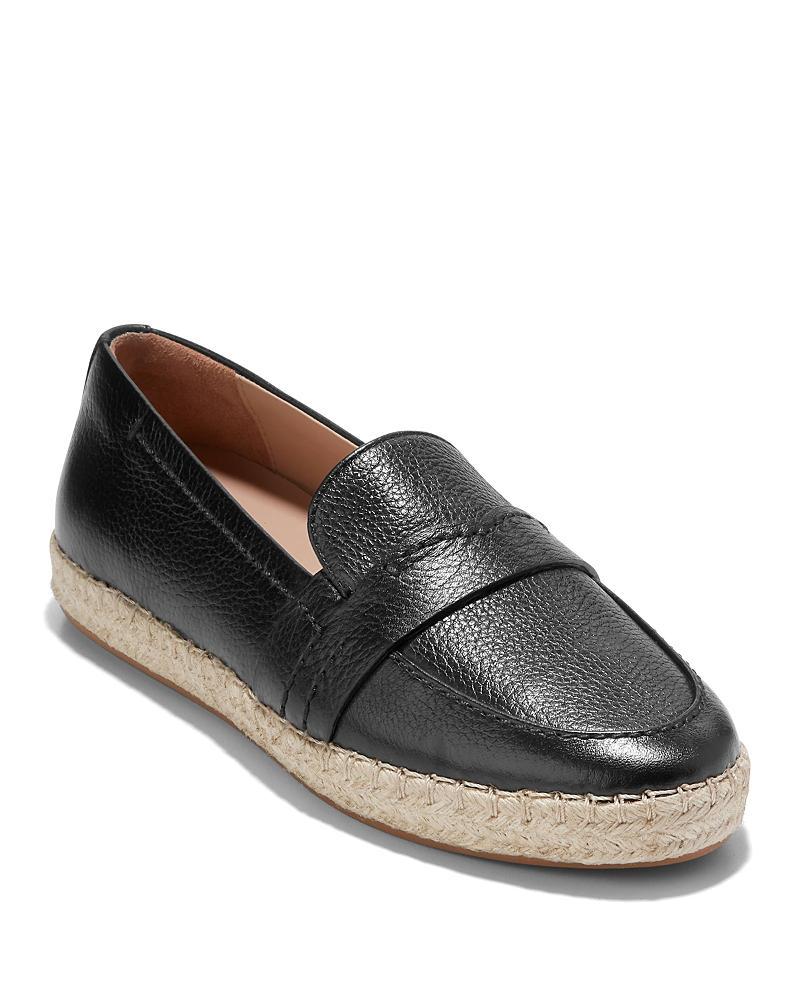 Cole Haan Womens Montauk Almond Toe Black Espadrille Loafers Product Image