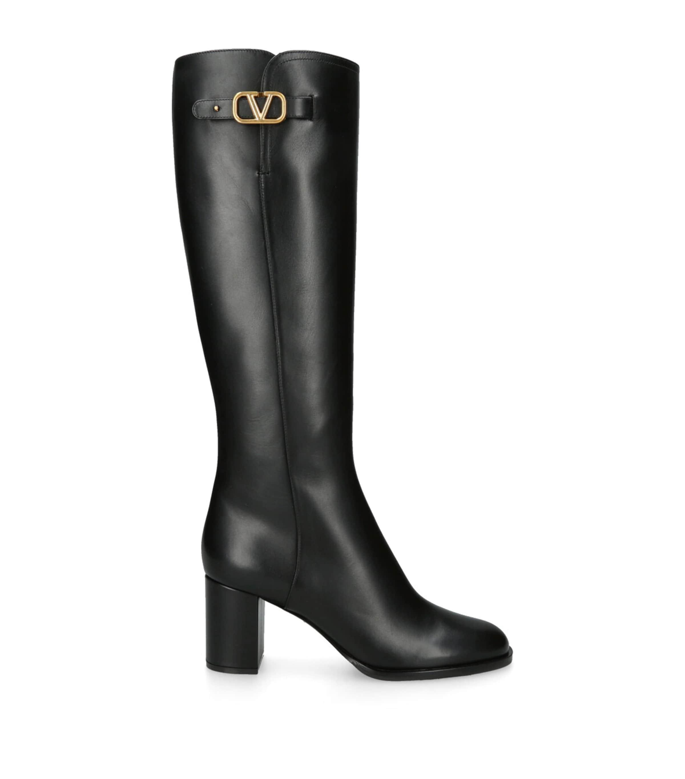 VALENTINO GARAVANI Leather Knee Boots In Black product image