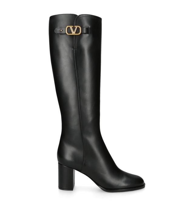 VALENTINO GARAVANI Leather Knee Boots In Black Product Image