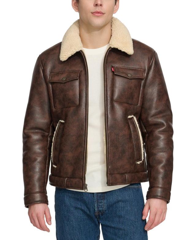 Levis Mens Faux-Shearling Full-Zip Trucker Jacket Product Image