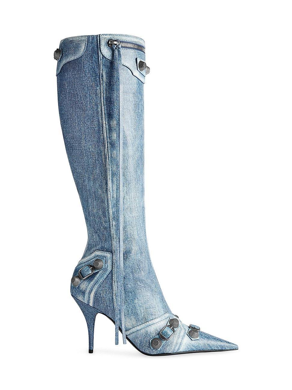 Womens Cagole 90MM Boots Denim Print Product Image